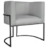 Poltrona Dália Luxo Moderna Estofada Design Sofisticado com Base de Ferro Preto Bouclé Cinza
