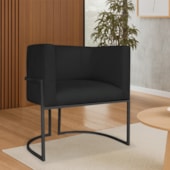 Poltrona Dália Luxo Moderna Estofada Design Sofisticado com Base de Ferro Preto Bouclé Preto