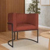 Poltrona Dália Luxo Moderna Estofada Design Sofisticado com Base de Ferro Preto Bouclé Terracota