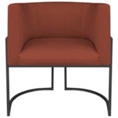 Poltrona Dália Luxo Moderna Estofada Design Sofisticado com Base de Ferro Preto Bouclé Terracota