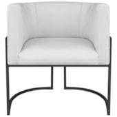 Poltrona Dália Luxo Moderna Estofada Design Sofisticado com Base de Ferro Preto Corano Branco