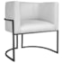 Poltrona Dália Luxo Moderna Estofada Design Sofisticado com Base de Ferro Preto Corano Branco