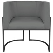 Poltrona Dália Luxo Moderna Estofada Design Sofisticado com Base de Ferro Preto Corano Cinza