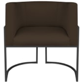 Poltrona Dália Luxo Moderna Estofada Design Sofisticado com Base de Ferro Preto Corano Marrom