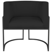 Poltrona Dália Luxo Moderna Estofada Design Sofisticado com Base de Ferro Preto Corano Preto