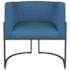 Poltrona Dália Luxo Moderna Estofada Design Sofisticado com Base de Ferro Preto Linho Azul Royal