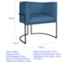 Poltrona Dália Luxo Moderna Estofada Design Sofisticado com Base de Ferro Preto Linho Azul Royal
