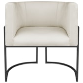 Poltrona Dália Luxo Moderna Estofada Design Sofisticado com Base de Ferro Preto Linho Bege