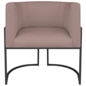 Poltrona Dália Luxo Moderna Estofada Design Sofisticado com Base de Ferro Preto Linho Rose