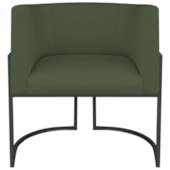 Poltrona Dália Luxo Moderna Estofada Design Sofisticado com Base de Ferro Preto Linho Verde
