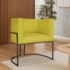 Poltrona Dália Luxo Moderna Estofada Design Sofisticado com Base de Ferro Preto Suede Amarelo