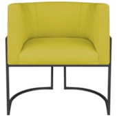 Poltrona Dália Luxo Moderna Estofada Design Sofisticado com Base de Ferro Preto Suede Amarelo