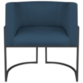 Poltrona Dália Luxo Moderna Estofada Design Sofisticado com Base de Ferro Preto Suede Azul Marinho
