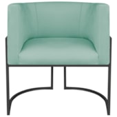 Poltrona Dália Luxo Moderna Estofada Design Sofisticado com Base de Ferro Preto Suede Azul Tiffany