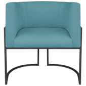 Poltrona Dália Luxo Moderna Estofada Design Sofisticado com Base de Ferro Preto Suede Azul Turquesa