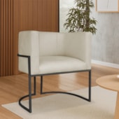 Poltrona Dália Luxo Moderna Estofada Design Sofisticado com Base de Ferro Preto Suede Bege