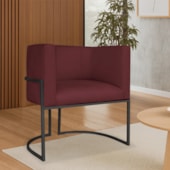 Poltrona Dália Luxo Moderna Estofada Design Sofisticado com Base de Ferro Preto Suede Bordo
