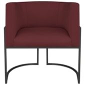 Poltrona Dália Luxo Moderna Estofada Design Sofisticado com Base de Ferro Preto Suede Bordo