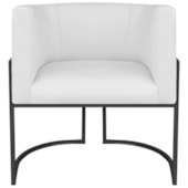 Poltrona Dália Luxo Moderna Estofada Design Sofisticado com Base de Ferro Preto Suede Branco