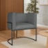 Poltrona Dália Luxo Moderna Estofada Design Sofisticado com Base de Ferro Preto Suede Cinza