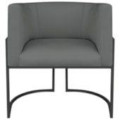 Poltrona Dália Luxo Moderna Estofada Design Sofisticado com Base de Ferro Preto Suede Cinza