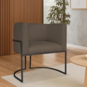 Poltrona Dália Luxo Moderna Estofada Design Sofisticado com Base de Ferro Preto Suede Marrom