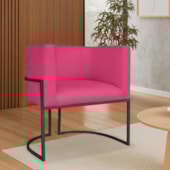 Poltrona Dália Luxo Moderna Estofada Design Sofisticado com Base de Ferro Preto Suede Pink