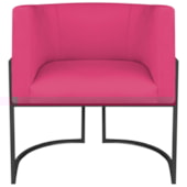 Poltrona Dália Luxo Moderna Estofada Design Sofisticado com Base de Ferro Preto Suede Pink