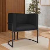 Poltrona Dália Luxo Moderna Estofada Design Sofisticado com Base de Ferro Preto Suede Preto