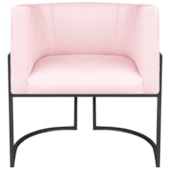 Poltrona Dália Luxo Moderna Estofada Design Sofisticado com Base de Ferro Preto Suede Rosa Bebê