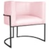 Poltrona Dália Luxo Moderna Estofada Design Sofisticado com Base de Ferro Preto Suede Rosa Bebê