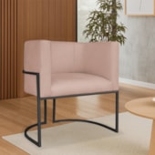 Poltrona Dália Luxo Moderna Estofada Design Sofisticado com Base de Ferro Preto Suede Rose