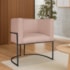 Poltrona Dália Luxo Moderna Estofada Design Sofisticado com Base de Ferro Preto Suede Rose