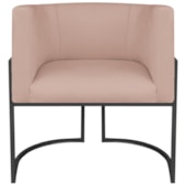 Poltrona Dália Luxo Moderna Estofada Design Sofisticado com Base de Ferro Preto Suede Rose