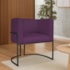 Poltrona Dália Luxo Moderna Estofada Design Sofisticado com Base de Ferro Preto Suede Roxo
