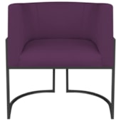 Poltrona Dália Luxo Moderna Estofada Design Sofisticado com Base de Ferro Preto Suede Roxo