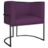 Poltrona Dália Luxo Moderna Estofada Design Sofisticado com Base de Ferro Preto Suede Roxo