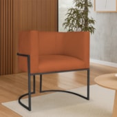 Poltrona Dália Luxo Moderna Estofada Design Sofisticado com Base de Ferro Preto Suede Terracota