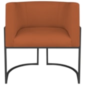 Poltrona Dália Luxo Moderna Estofada Design Sofisticado com Base de Ferro Preto Suede Terracota