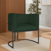 Poltrona Dália Luxo Moderna Estofada Design Sofisticado com Base de Ferro Preto Suede Verde