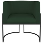 Poltrona Dália Luxo Moderna Estofada Design Sofisticado com Base de Ferro Preto Suede Verde