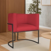 Poltrona Dália Luxo Moderna Estofada Design Sofisticado com Base de Ferro Preto Suede Vermelho