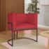 Poltrona Dália Luxo Moderna Estofada Design Sofisticado com Base de Ferro Preto Suede Vermelho
