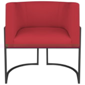 Poltrona Dália Luxo Moderna Estofada Design Sofisticado com Base de Ferro Preto Suede Vermelho