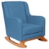 Poltrona de Amamentação Balanço e Puff Aurora Linho Azul Royal