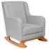 Poltrona de Amamentação Balanço e Puff Aurora Linho Cinza Claro