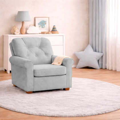 Poltrona de Amamentação Linho Cinza Claro