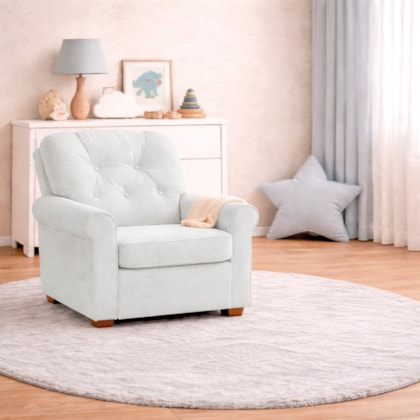 Poltrona de Amamentação Sala de Estar Recepção Doce Nuvem Bouclé Branco