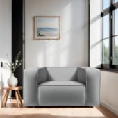 Poltrona Decorativa Cecília Bouclé  Cinza - Amarena Móveis