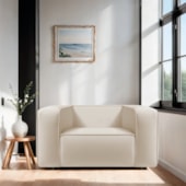 Poltrona Decorativa Cecília Linho Bege - Amarena Móveis